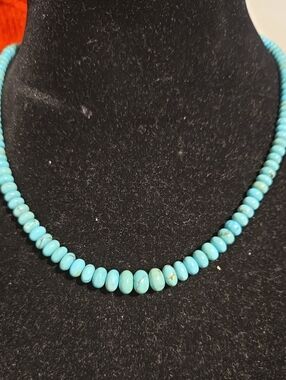 Genuine Graduated Turquoise Beaded Necklace Strand - 17" + 2" Extender